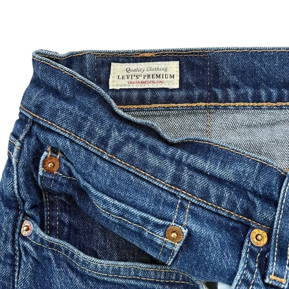 Levi's 514 Straight Mens Jeans 36x30 Big E Medium Wash Blue Premium Denim